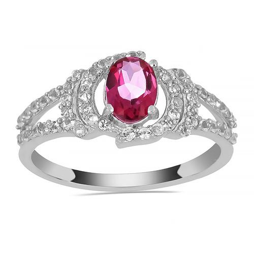 BUY REAL PINK TOPAZ GEMSTONE CLASSIC RING IN STERLING SILVER